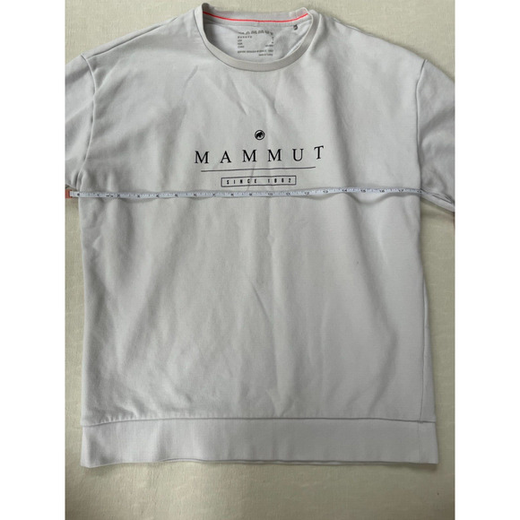 Mammut Womens Sweatshirt size S Spell Out Logo White French Terry Fleece Crew - Picture 10 of 14